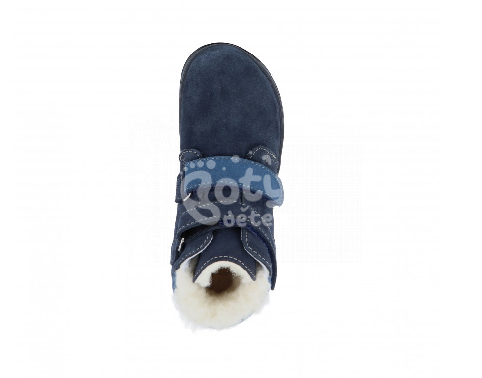 Jonap zimní kožené barefoot boty s membránou Bria modrá