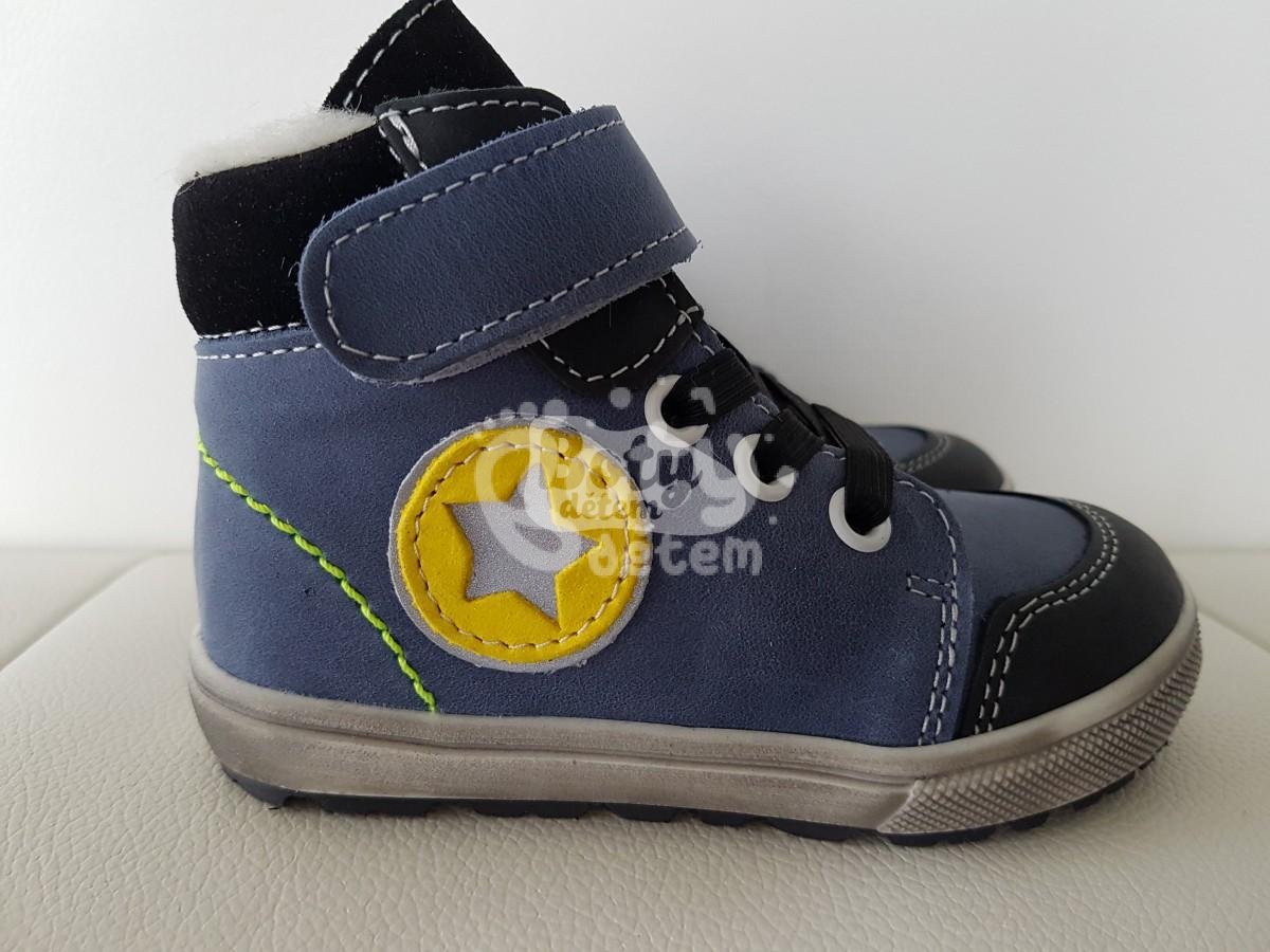 Jonap zimní kožené boty 050 M velcro modrá hvězda