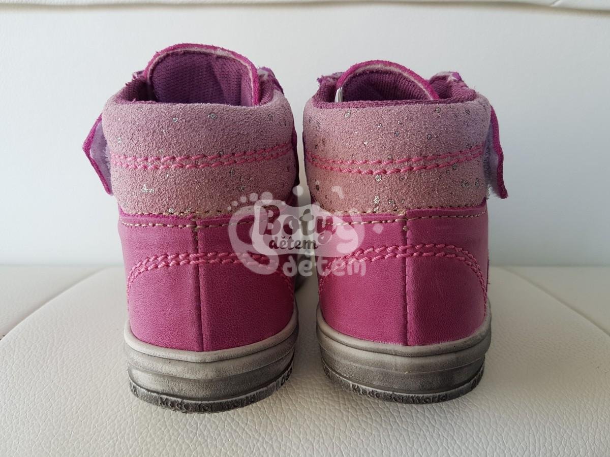 Jonap kožené boty 028 MV velcro růžová pruh