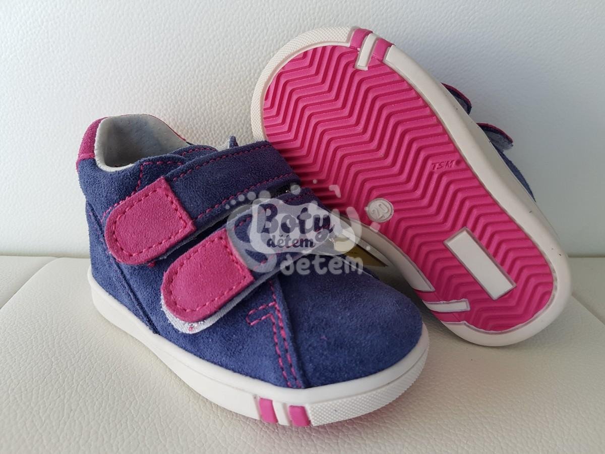 Jonap kožené boty 015 S modrá růžová