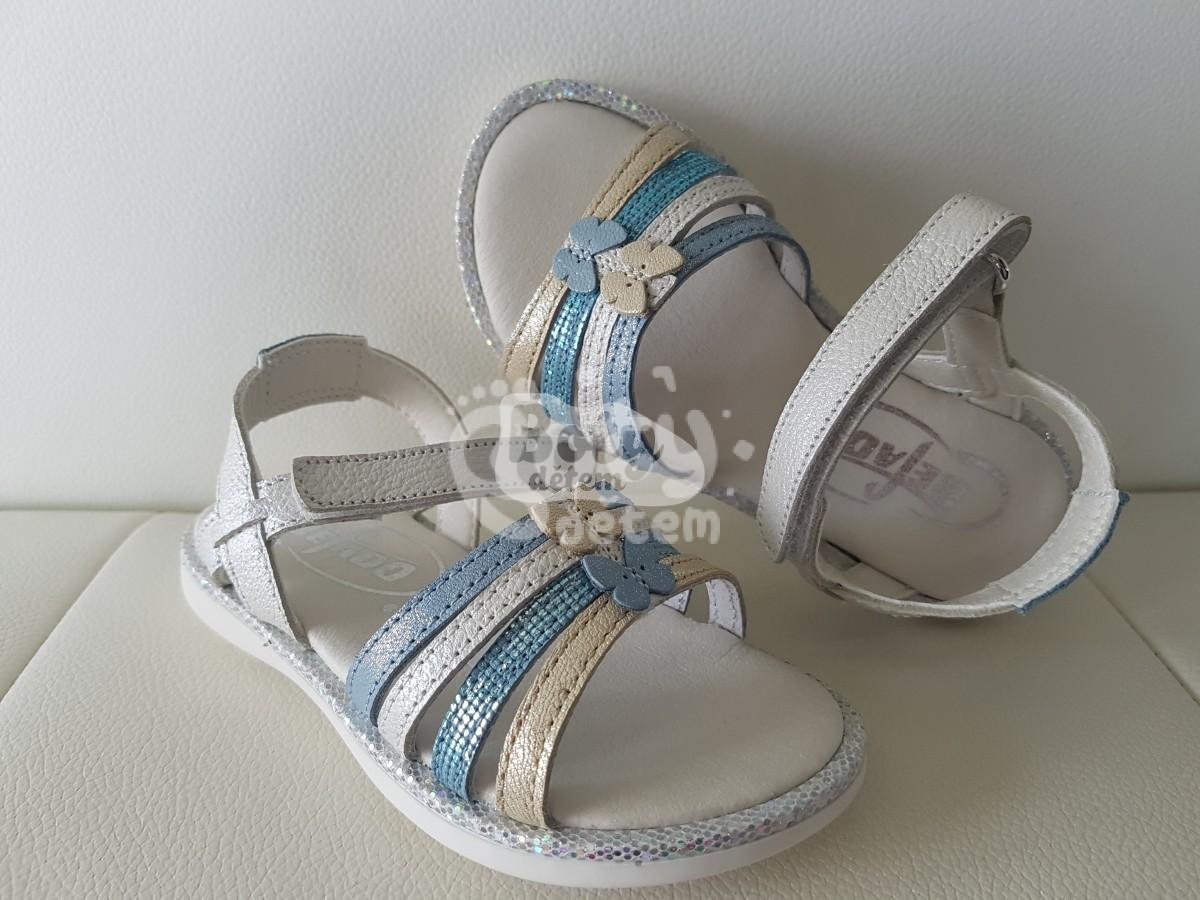 Kožené sandálky Befado 170X024/170Y024 bílo-modrá