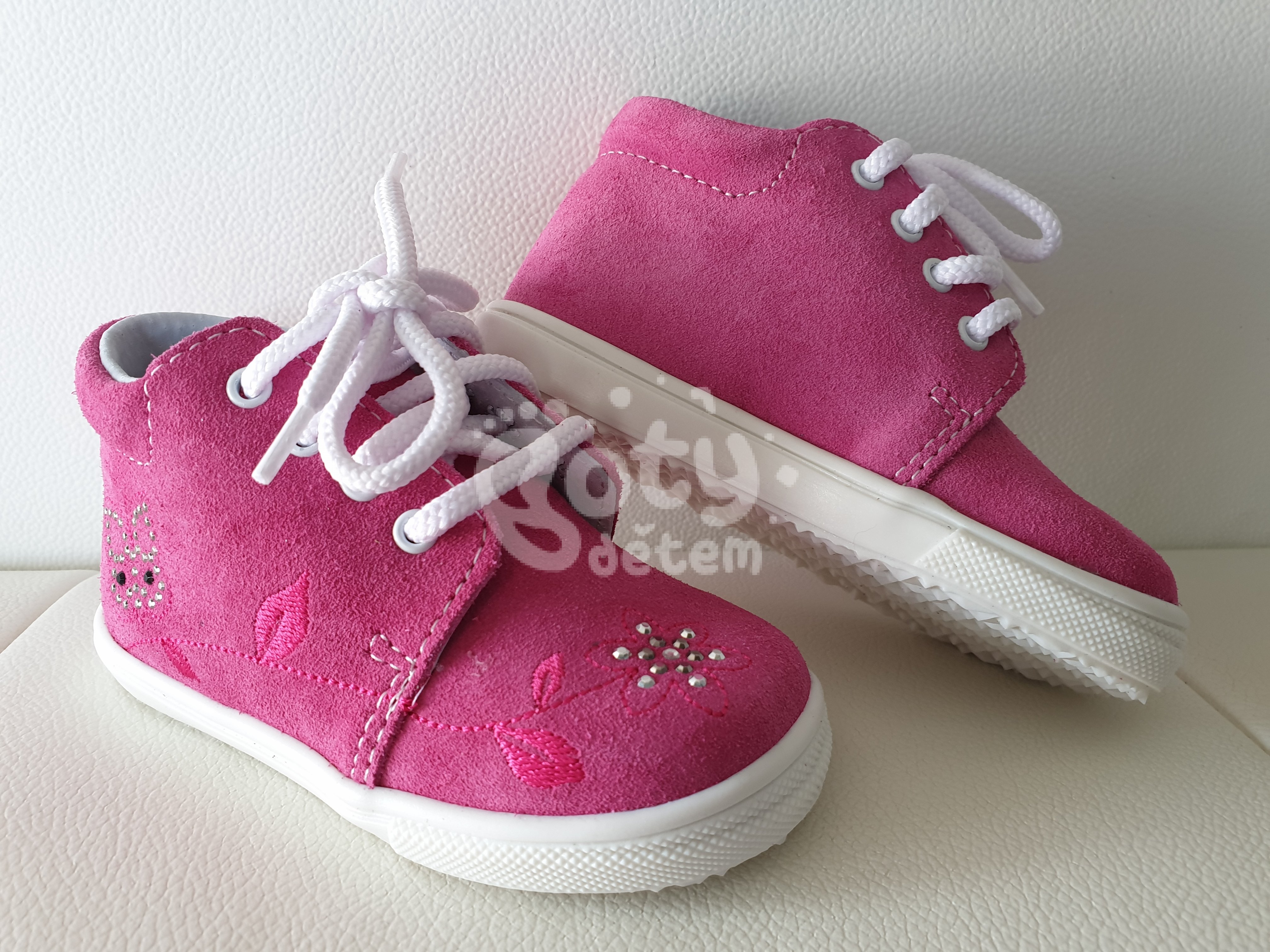 Jonap kožené boty 022 S růžová motýl
