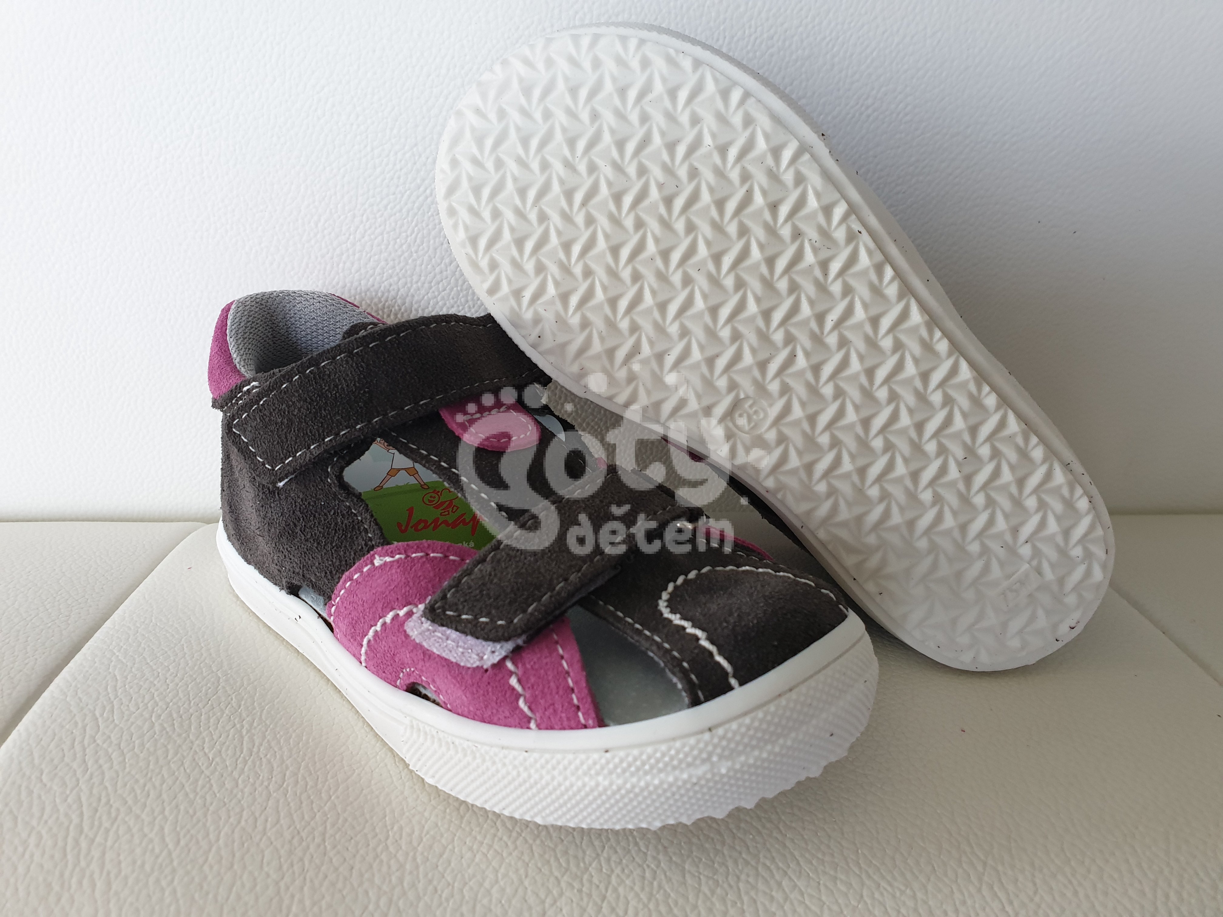 Jonap kožené sandálky 036 S šedá růžová