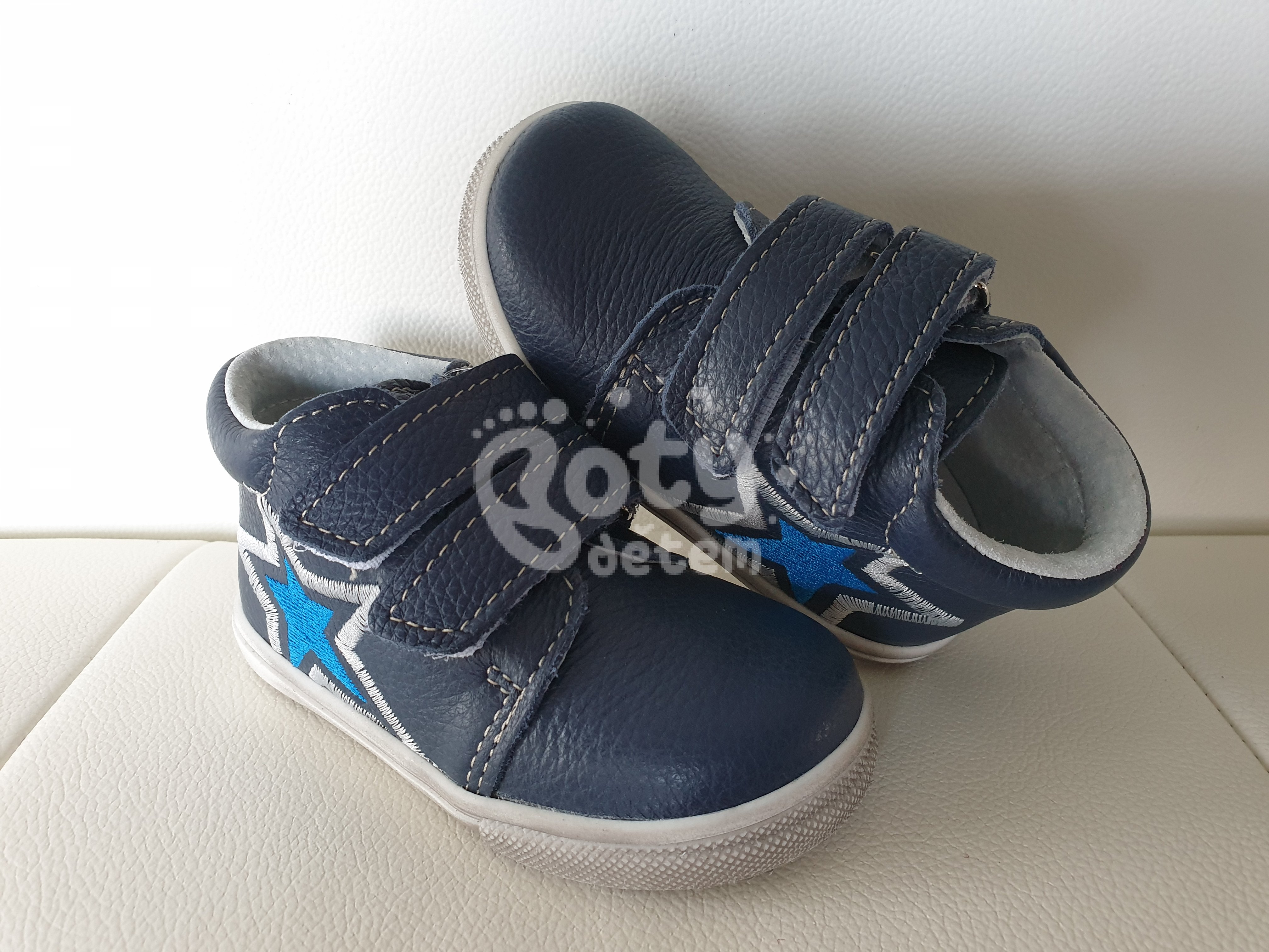 Jonap kožené boty 022 MV velcro modrá hvězda
