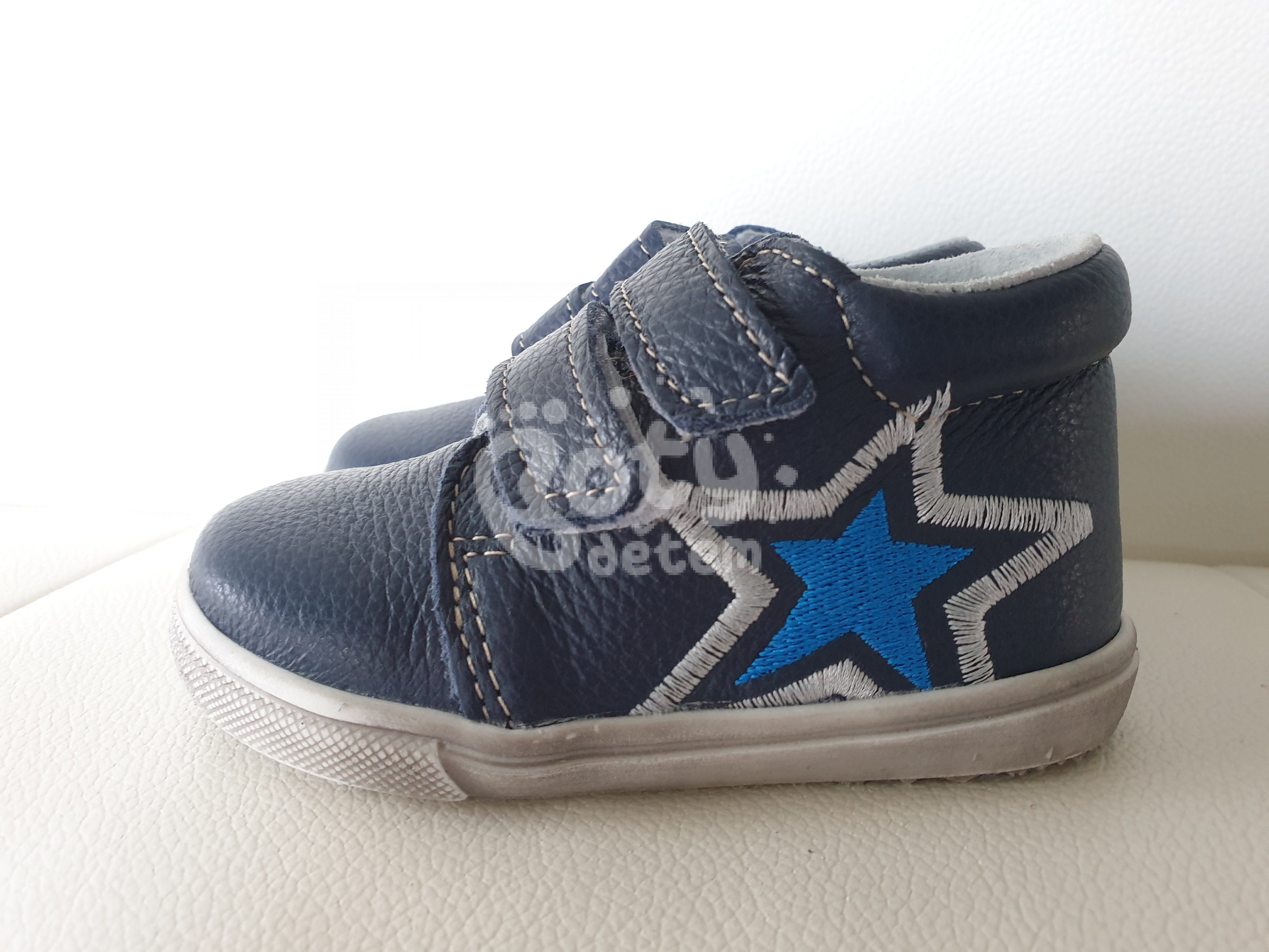 Jonap kožené boty 022 MV velcro modrá hvězda