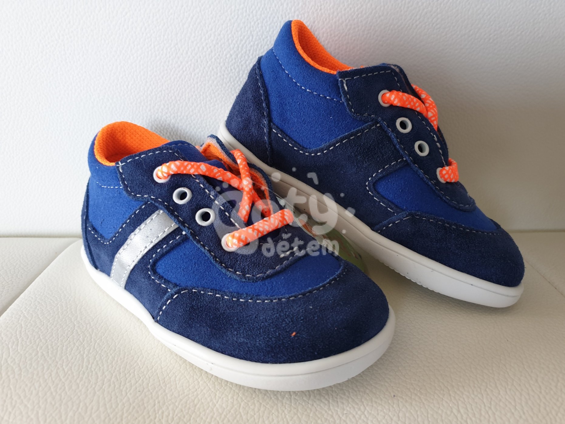 Jonap kožené boty 051S light modrá oranžová
