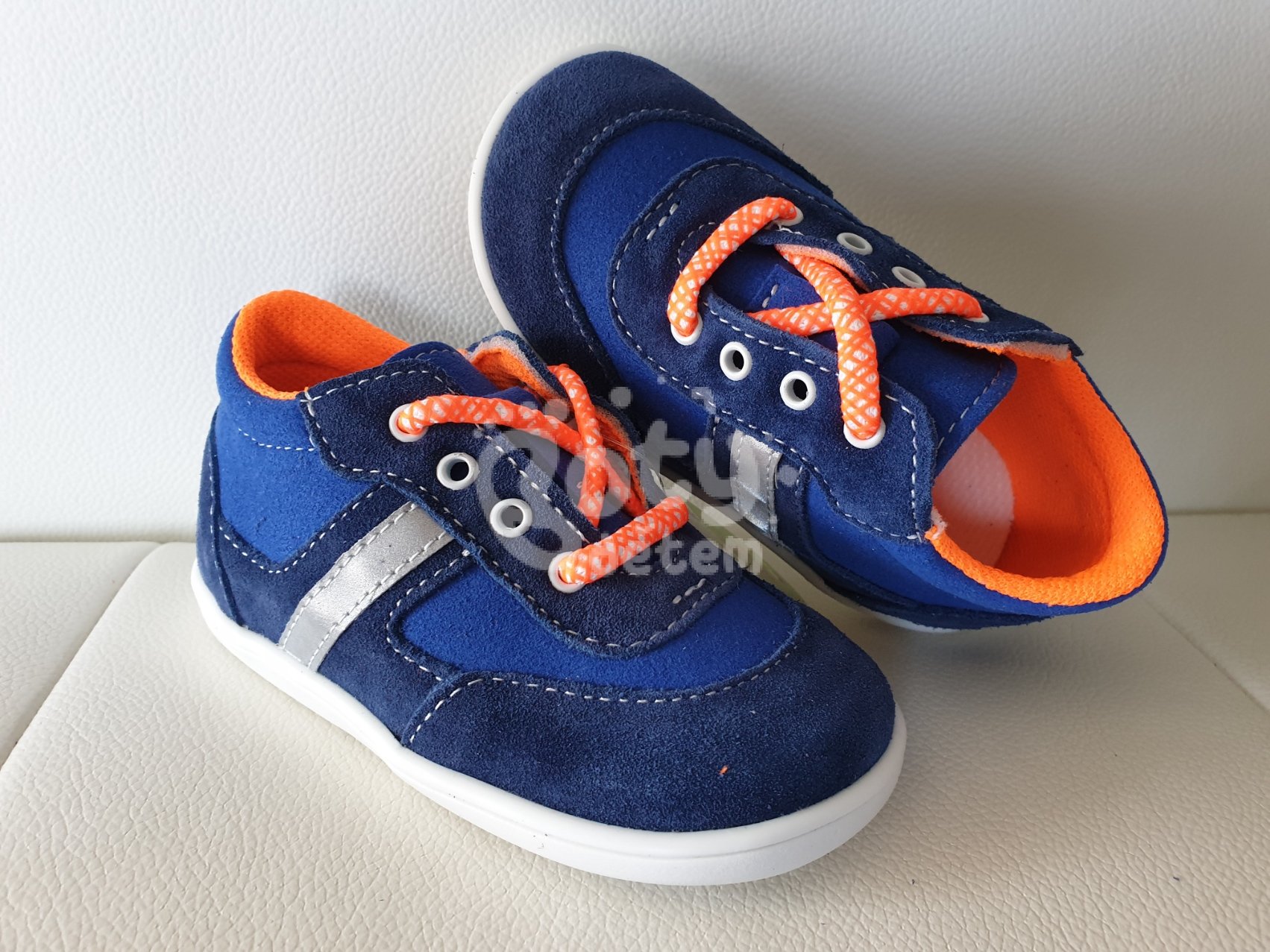 Jonap kožené boty 051S light modrá oranžová