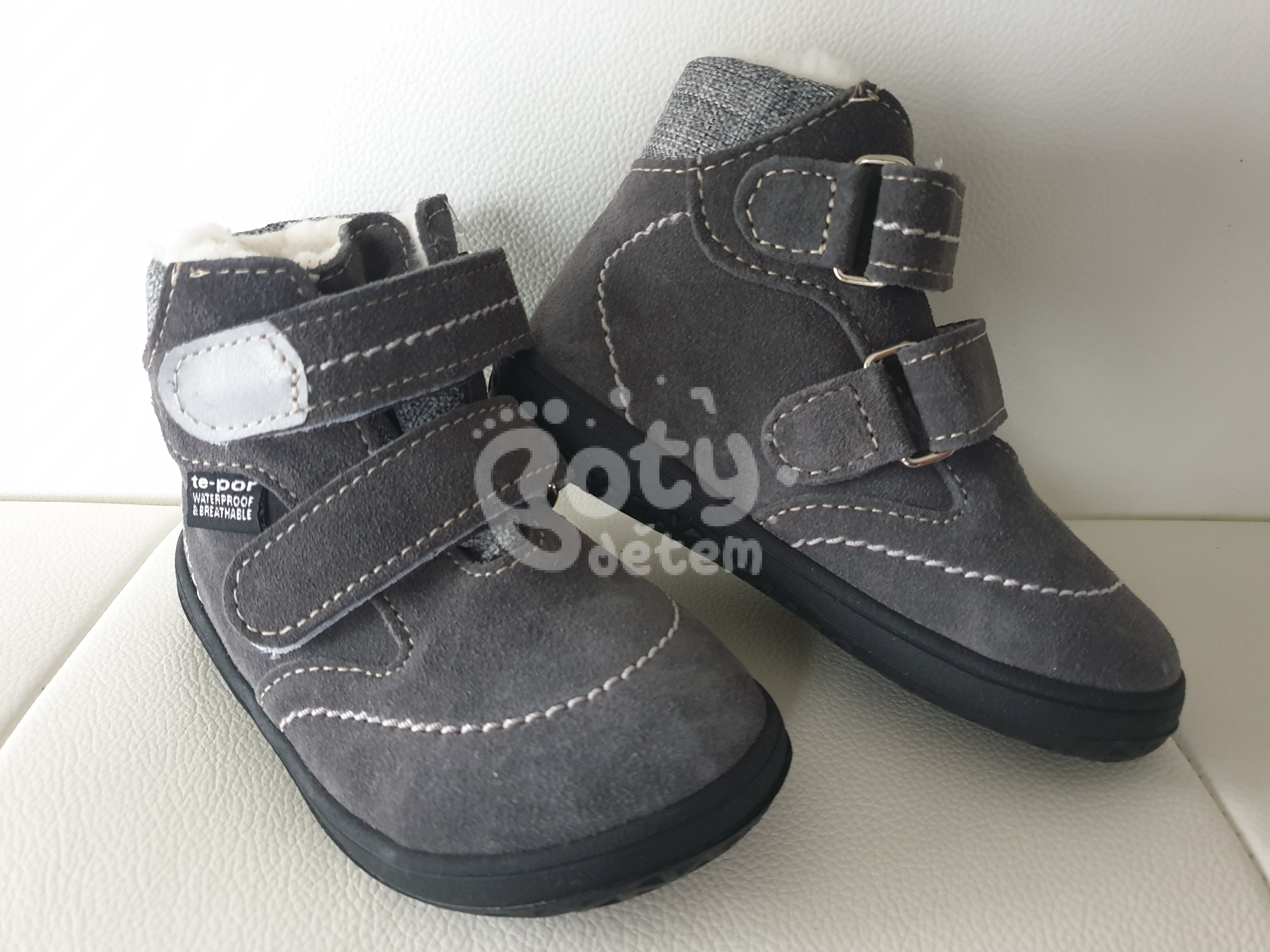 Jonap zimní kožené barefoot boty s membránou B5 SV šedá
