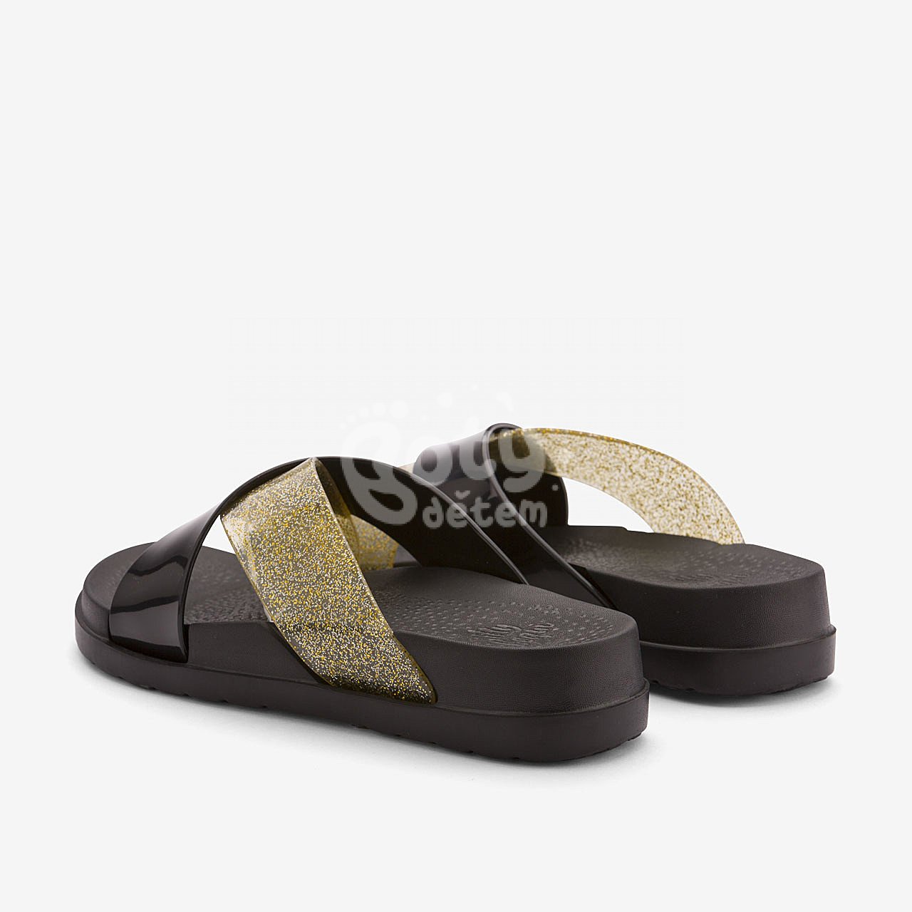 Pantofle Coqui NELA Black/Gold glitter