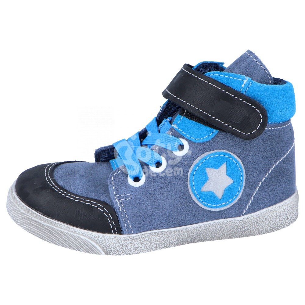 Jonap kožené boty 028 MV velcro modrá hvězda