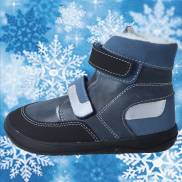Jonap zimní kožené barefoot boty Falco tmavě modrá