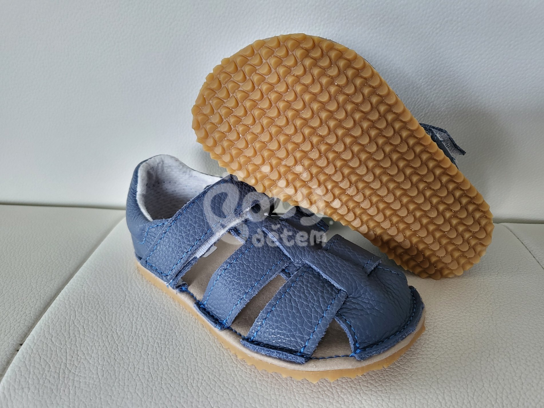Jonap barefoot kožené sandálky Zula modrá