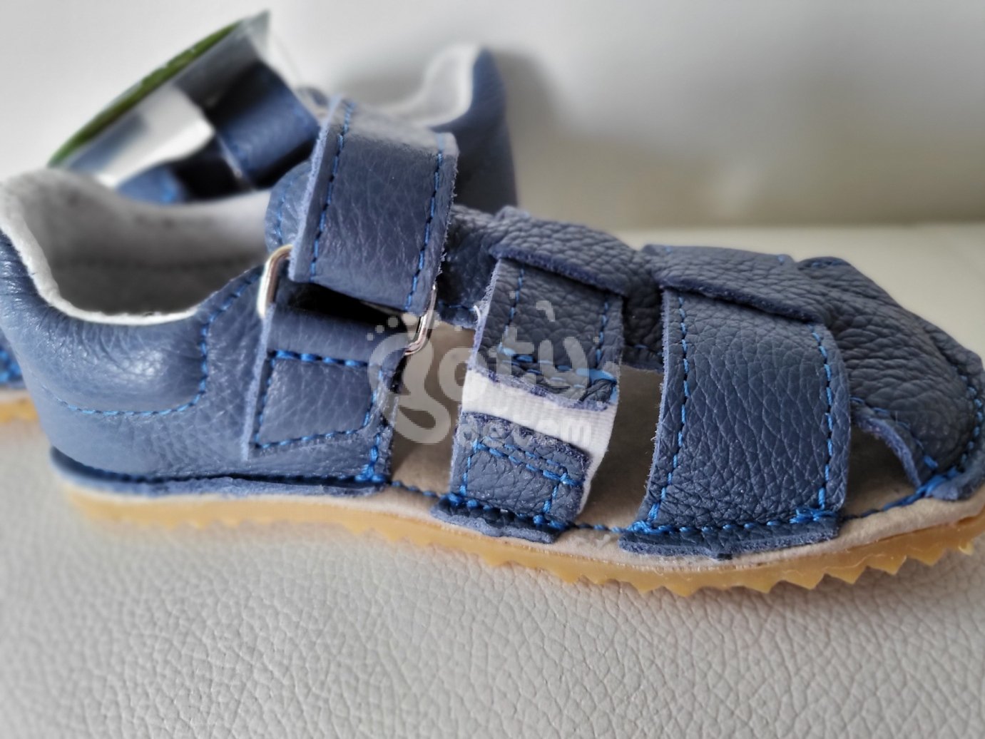 Jonap barefoot kožené sandálky Zula modrá