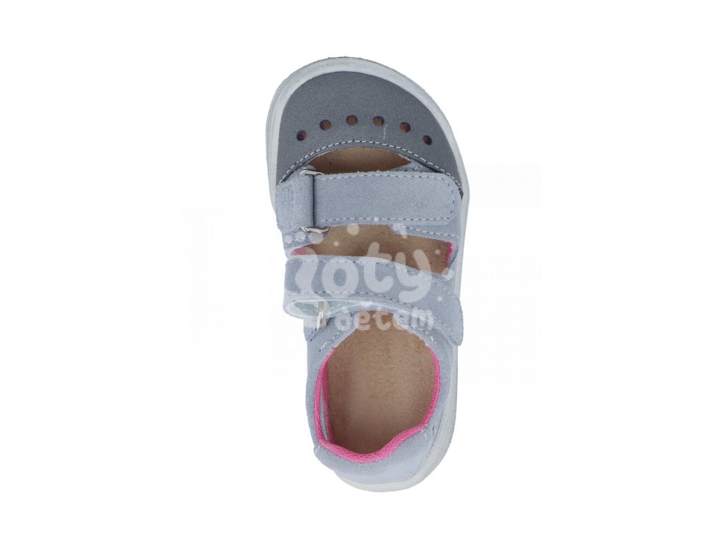 Jonap barefoot kožené sandálky Fela šedá růžová