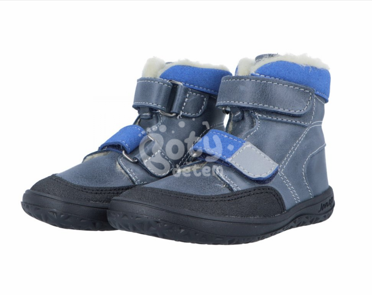 Jonap zimní kožené barefoot boty Falco modrá