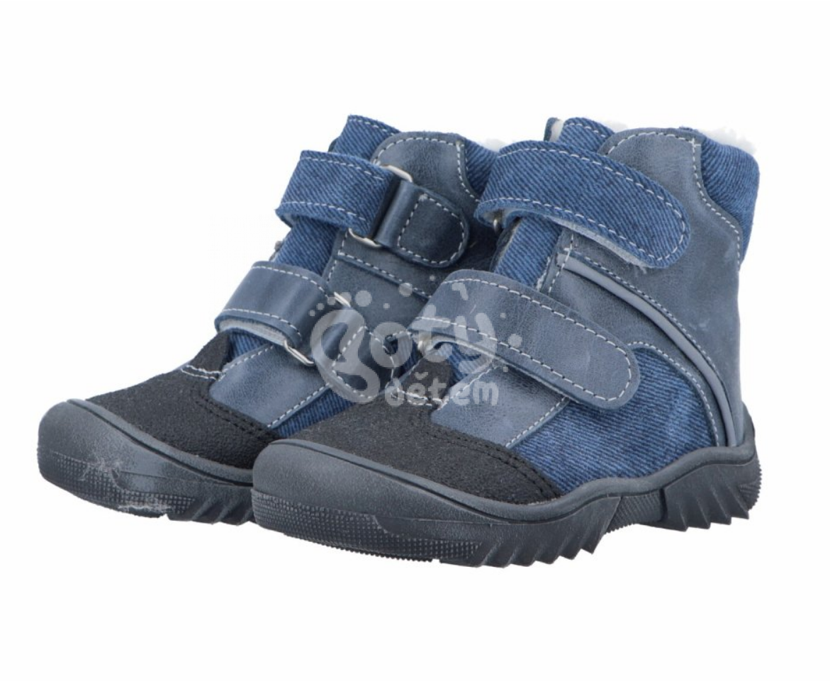 Jonap zimní kožené boty 055 M modrá riflová