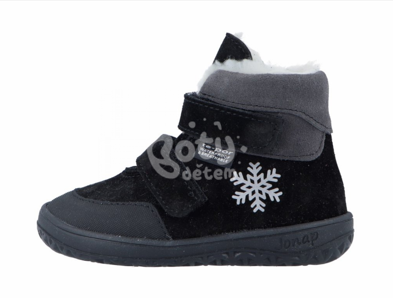 Jonap zimní kožené barefoot boty s membránou Jerry černá vločka
