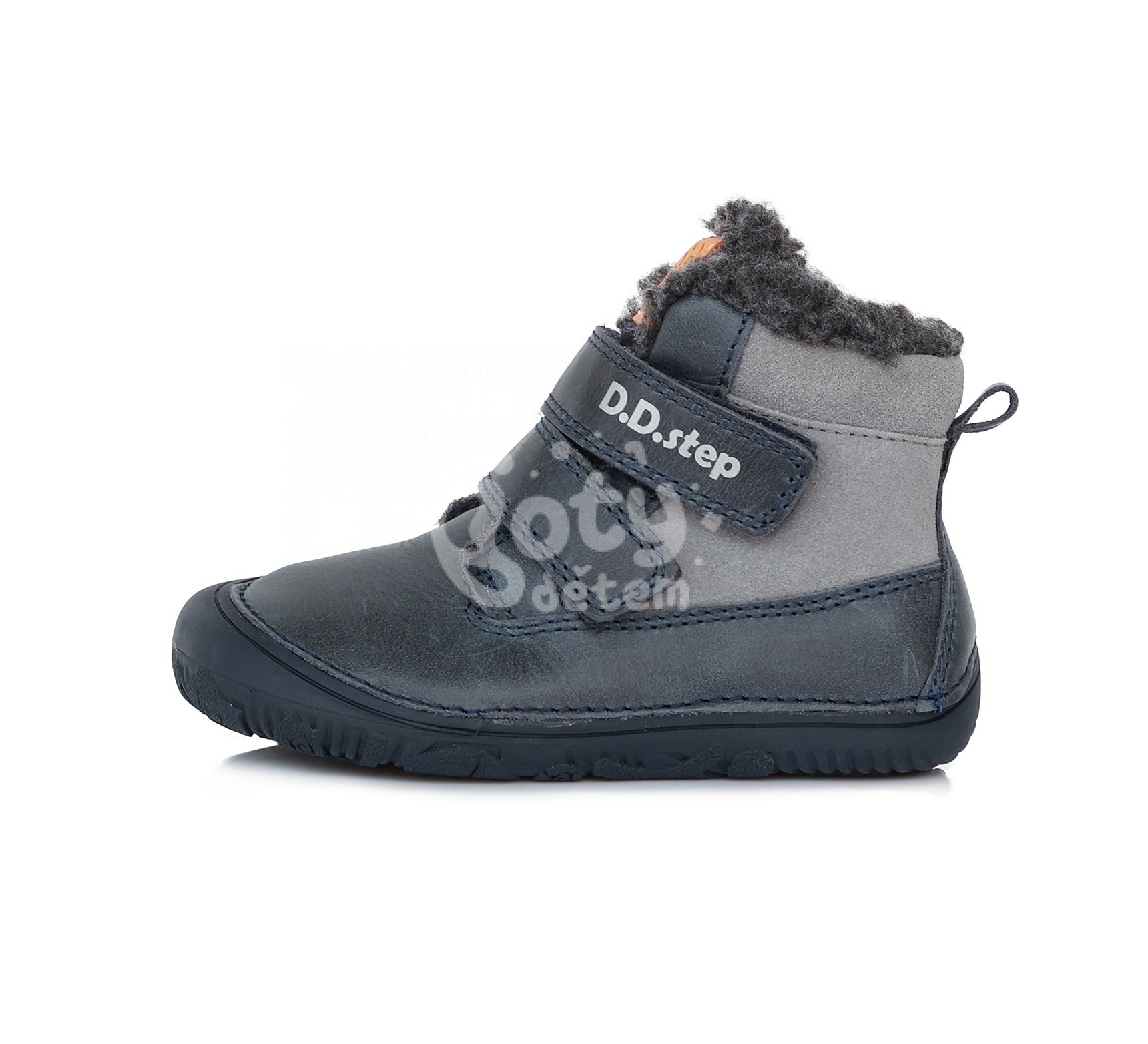 Zimní kožené barefoot boty D.D.step W073-29 modrá
