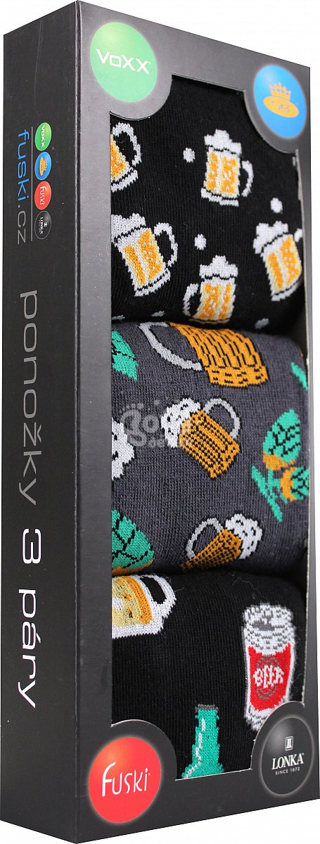Dárková krabička ponožek Lonka Debox mix E "pivo" 3 páry