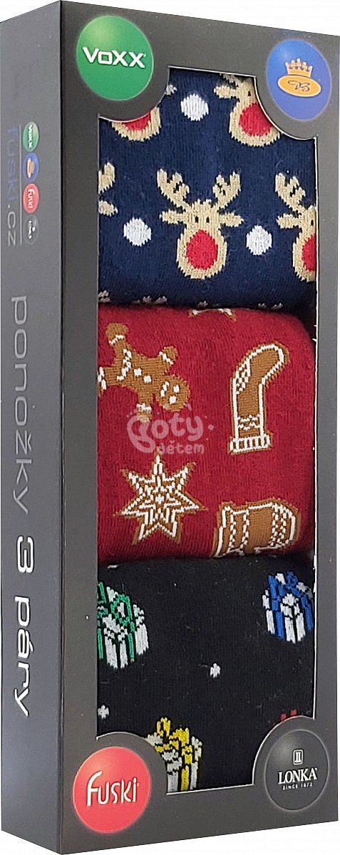 Dárková krabička ponožek Lonka Debox mix H "vánoce" 3 páry