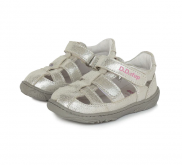 Kožené Barefoot sandálky D.D.step G077-360A Silver