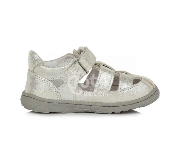 Kožené Barefoot sandálky D.D.step G077-360A Silver
