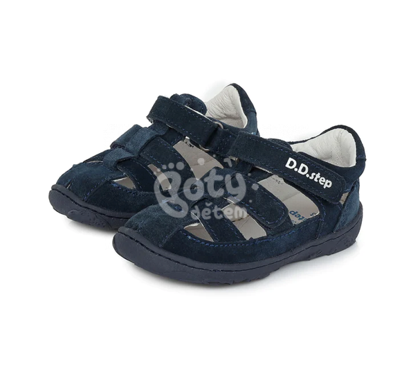 Kožené Barefoot sandálky D.D.step G077-360B Royal Blue