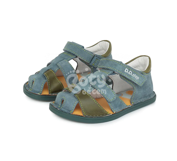 Kožené Barefoot sandálky D.D.step G076-382C Bermuda Blue