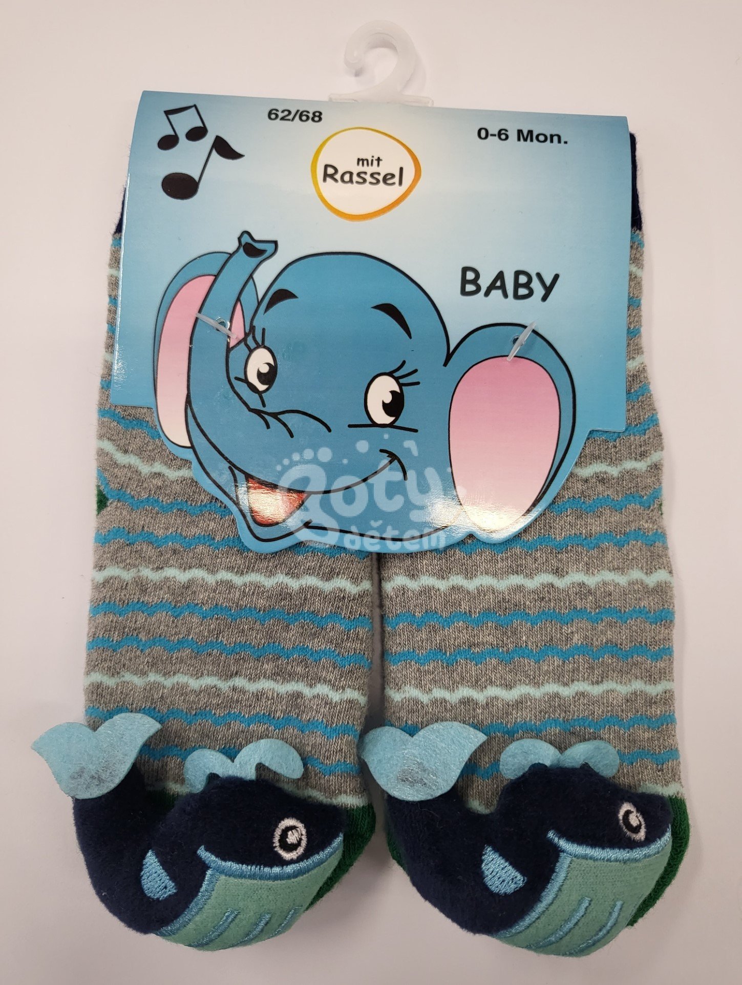 Kojenecké ABS ponožky s chrastítkem vzor delfín