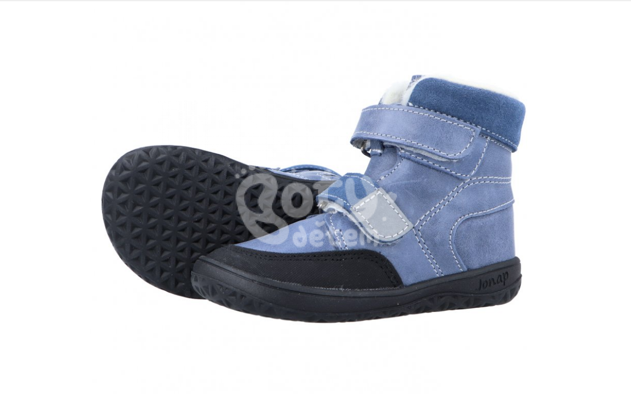 Jonap zimní kožené barefoot boty Falco modrá