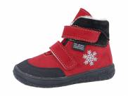 Jonap zimní kožené barefoot boty s membránou Jerry červená vločka MERINO