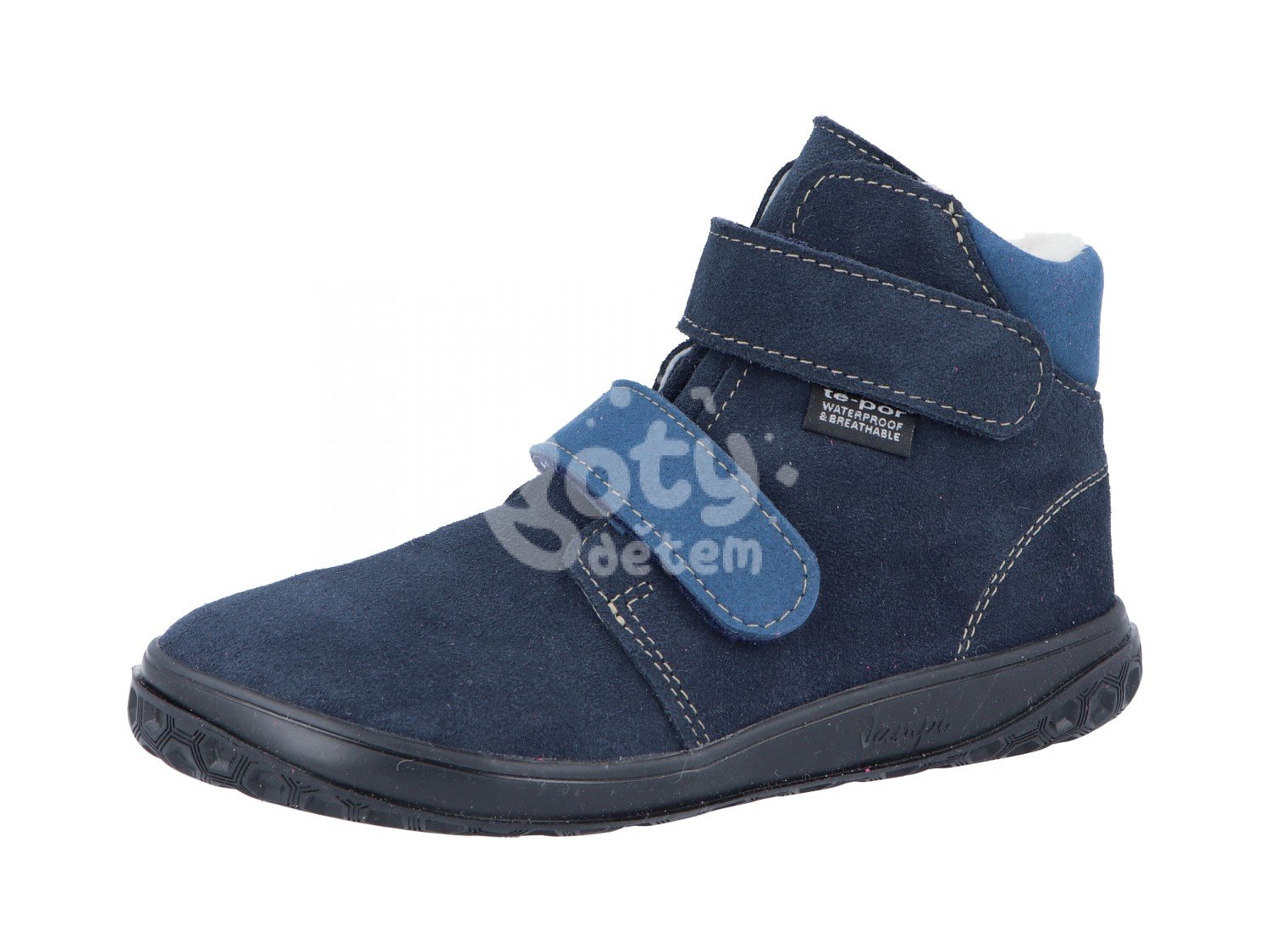 Jonap zimní kožené barefoot boty s membránou Bria modrá