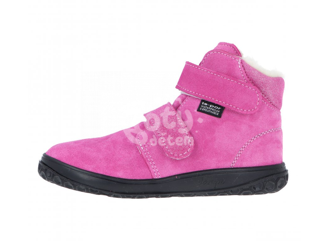 Jonap zimní kožené barefoot boty s membránou Bria růžová devon