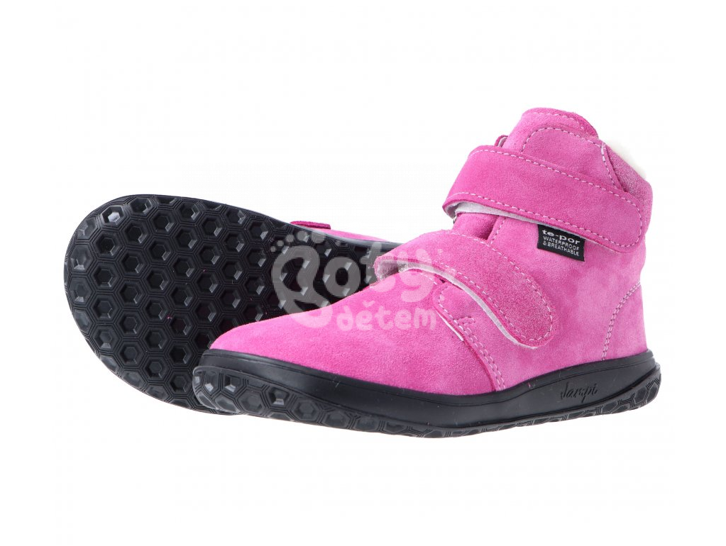Jonap zimní kožené barefoot boty s membránou Bria růžová devon