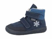 Jonap zimní kožené barefoot boty s membránou Jerry tmavě modrá vločka MERINO