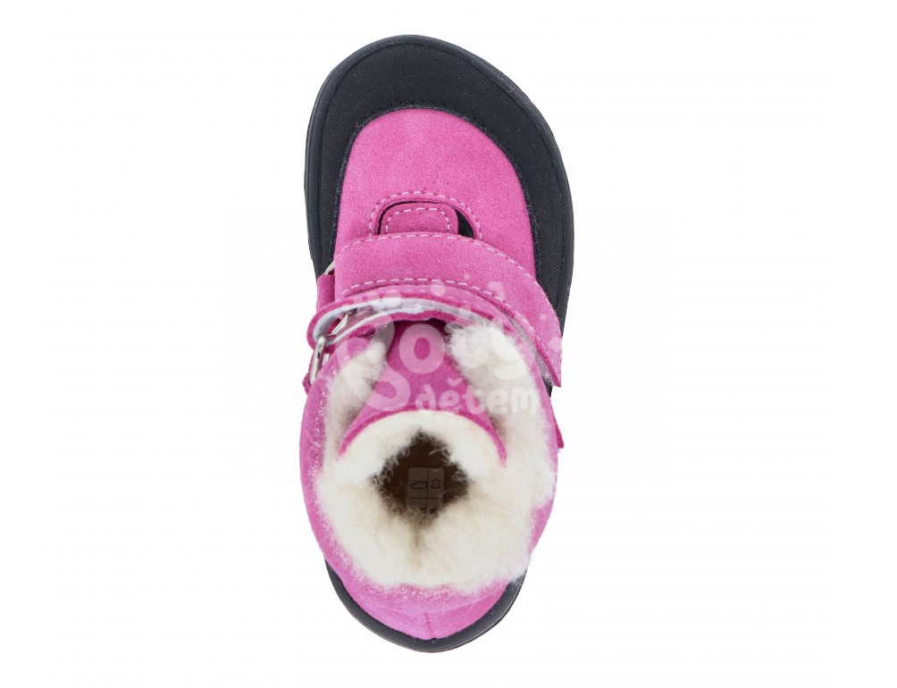 Jonap zimní kožené barefoot boty s membránou Jerry růžová devon vločka